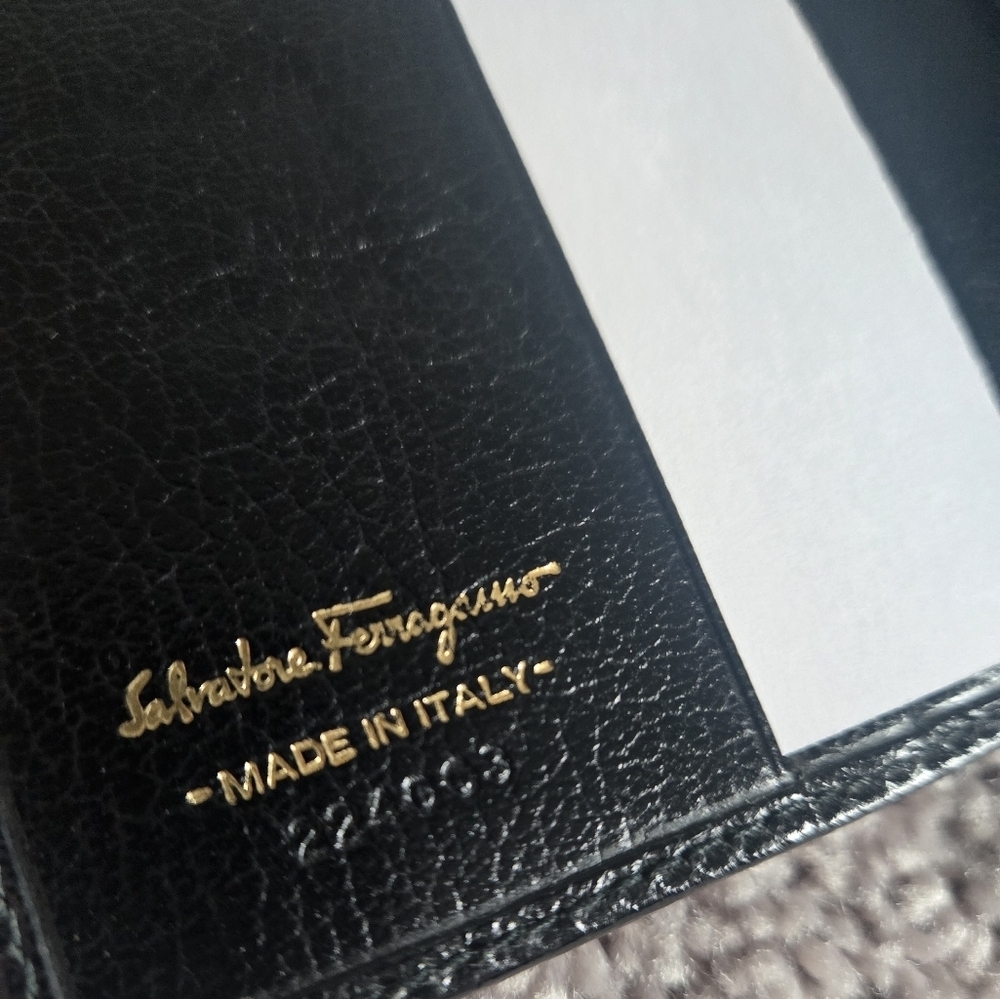 Ferragamo Black Wallet with Gold Accent - Picture 9 of 14